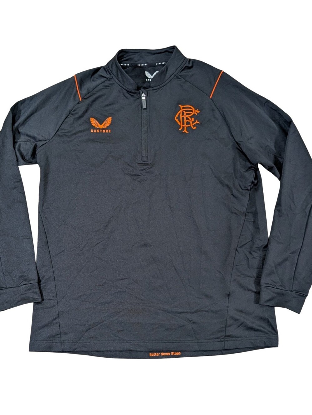 Castore Glasgow Rangers FC 1/4 Zip Training Top Pullover Mens Large Black